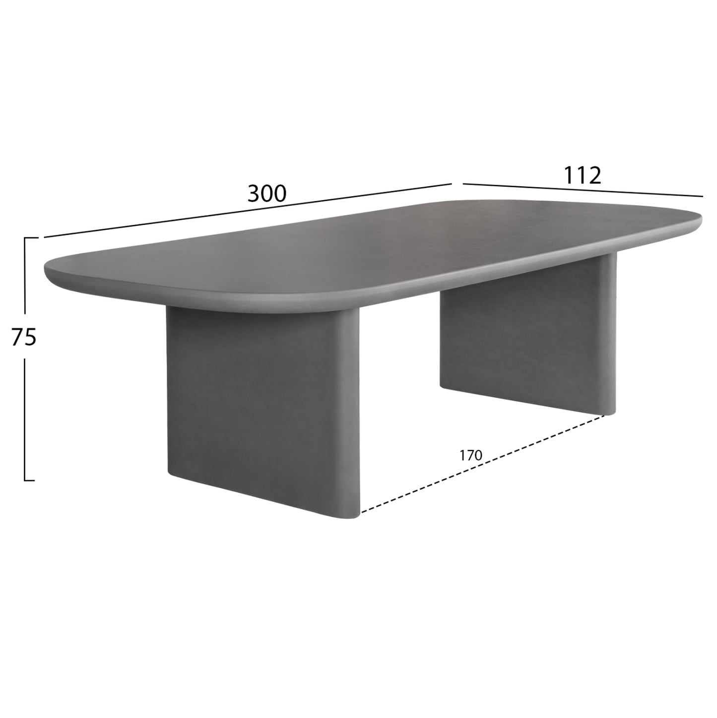 ΤΡΑΠΕΖΙ ΤΡΑΠΕΖΑΡΙΑΣ FIBER CEMENT AZAMI ΓΚΡΙ 300x112x75