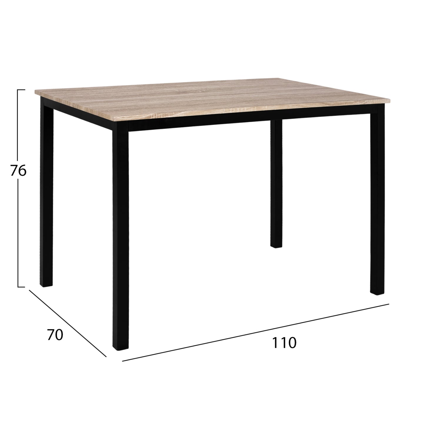 ΤΡΑΠΕΖΙ ΤΡΑΠΕΖΑΡΙΑΣ PANYA SONOMA ΜΑΥΡΑ ΠΟΔΙΑ 110x70x76