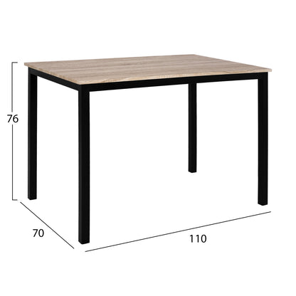 DINING TABLE PANYA SONOMA BLACK LEGS 110x70x76