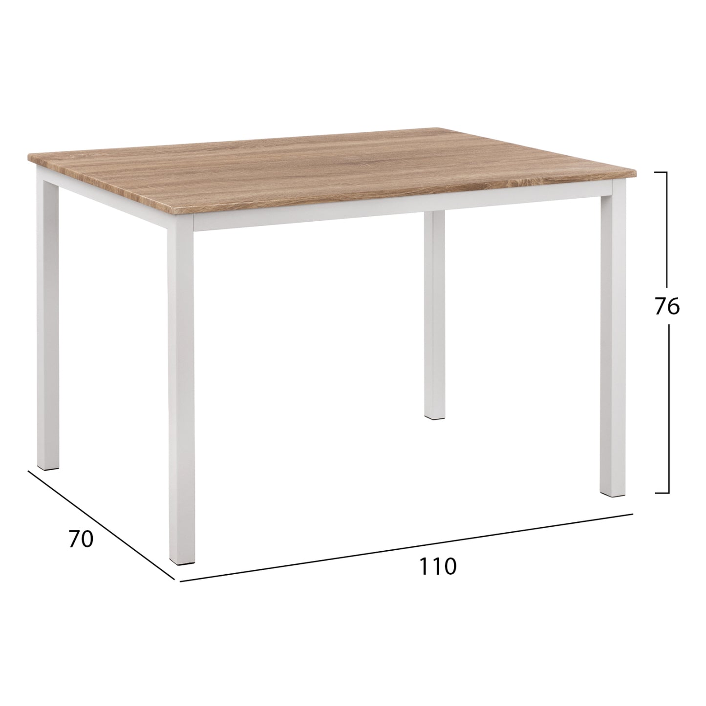 DINING TABLE PANYA SONOMA WHITE LEGS 110x70x76