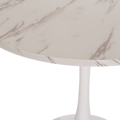 ΤΡΑΠΕΖΙ ΤΡΑΠΕΖΑΡΙΑΣ ROLLO ΣΤΡΟΓΓΥΛΟ WHITE MARBLE Φ90x74
