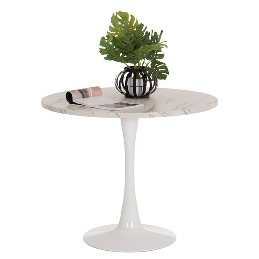 ΤΡΑΠΕΖΙ ΤΡΑΠΕΖΑΡΙΑΣ ROLLO ΣΤΡΟΓΓΥΛΟ WHITE MARBLE Φ90x74
