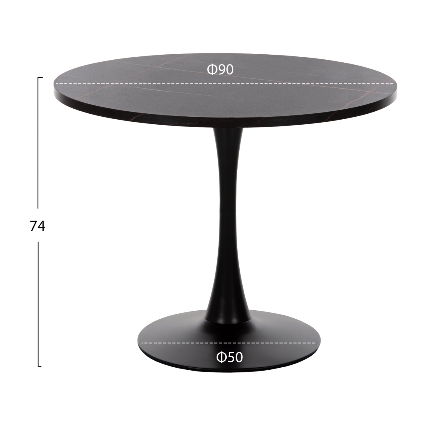 ΤΡΑΠΕΖΙ ΤΡΑΠΕΖΑΡΙΑΣ ROLLO ΣΤΡΟΓΓΥΛΟ BLACK MARBLE Φ90x74