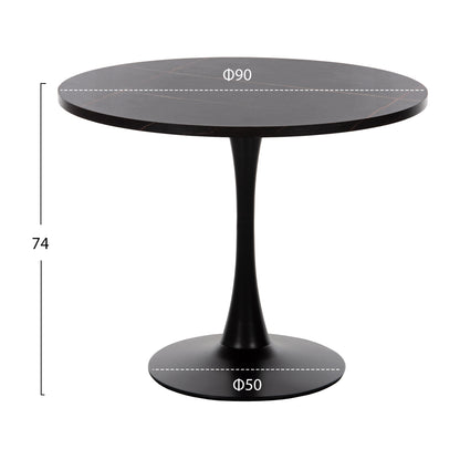 ΤΡΑΠΕΖΙ ΤΡΑΠΕΖΑΡΙΑΣ ROLLO ΣΤΡΟΓΓΥΛΟ BLACK MARBLE Φ90x74