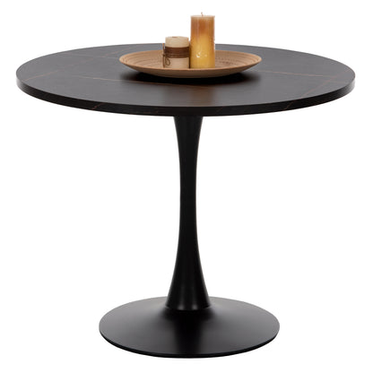 ΤΡΑΠΕΖΙ ΤΡΑΠΕΖΑΡΙΑΣ ROLLO ΣΤΡΟΓΓΥΛΟ BLACK MARBLE Φ90x74