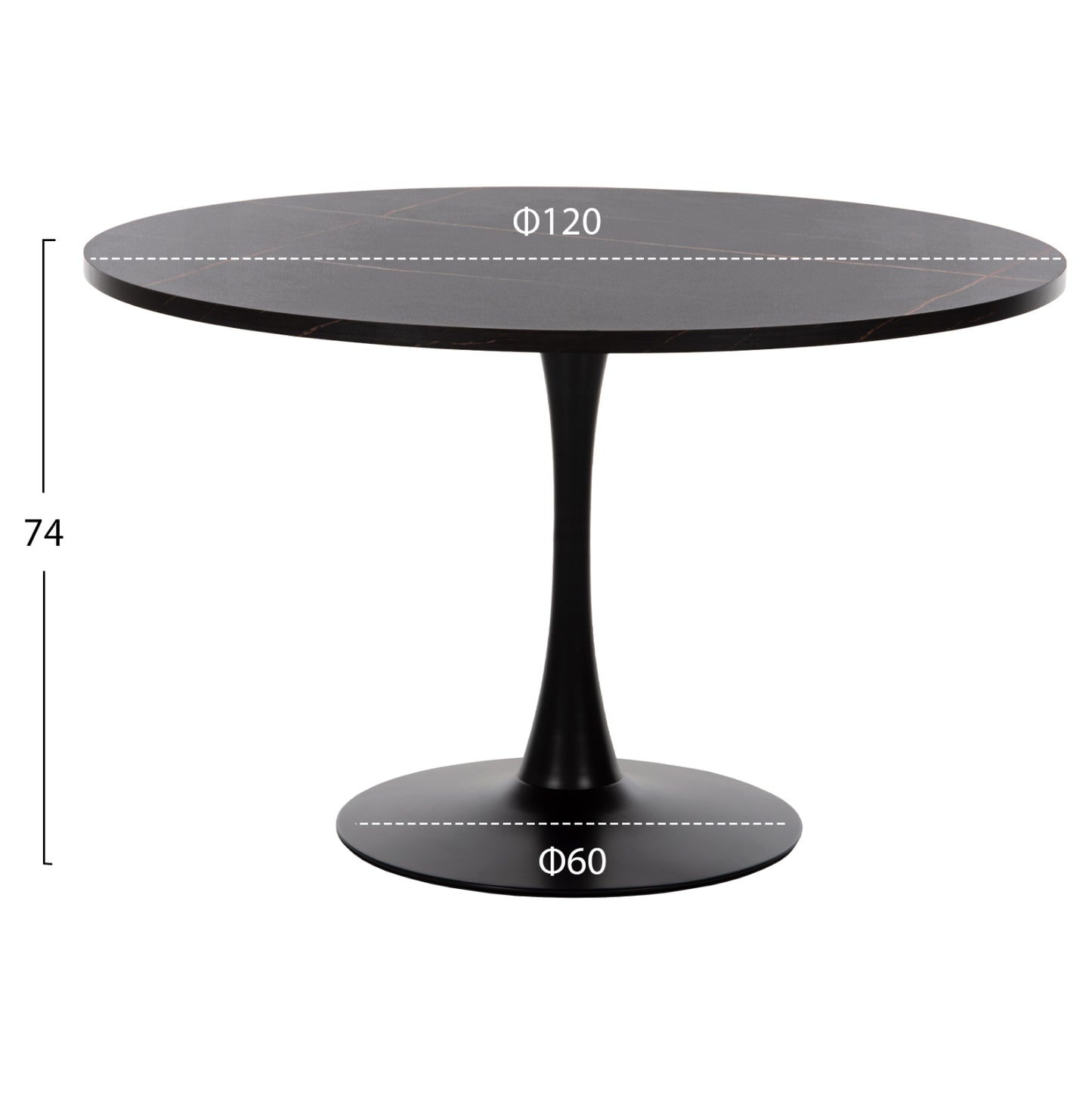 ΤΡΑΠΕΖΙ ΤΡΑΠΕΖΑΡΙΑΣ ROLLO ΣΤΡΟΓΓΥΛΟ BLACK MARBLE Φ120x74