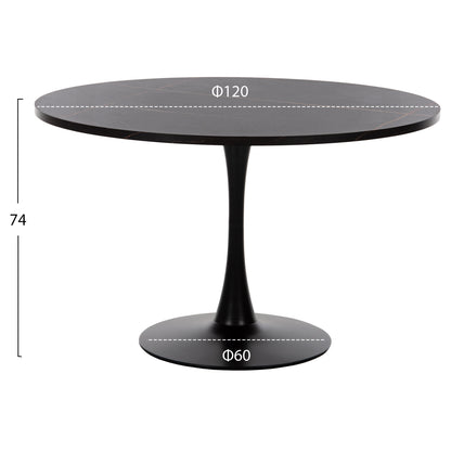 ΤΡΑΠΕΖΙ ΤΡΑΠΕΖΑΡΙΑΣ ROLLO ΣΤΡΟΓΓΥΛΟ BLACK MARBLE Φ120x74