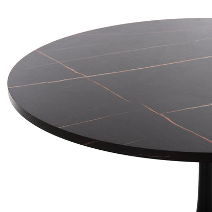 ΤΡΑΠΕΖΙ ΤΡΑΠΕΖΑΡΙΑΣ ROLLO ΣΤΡΟΓΓΥΛΟ BLACK MARBLE Φ120x74