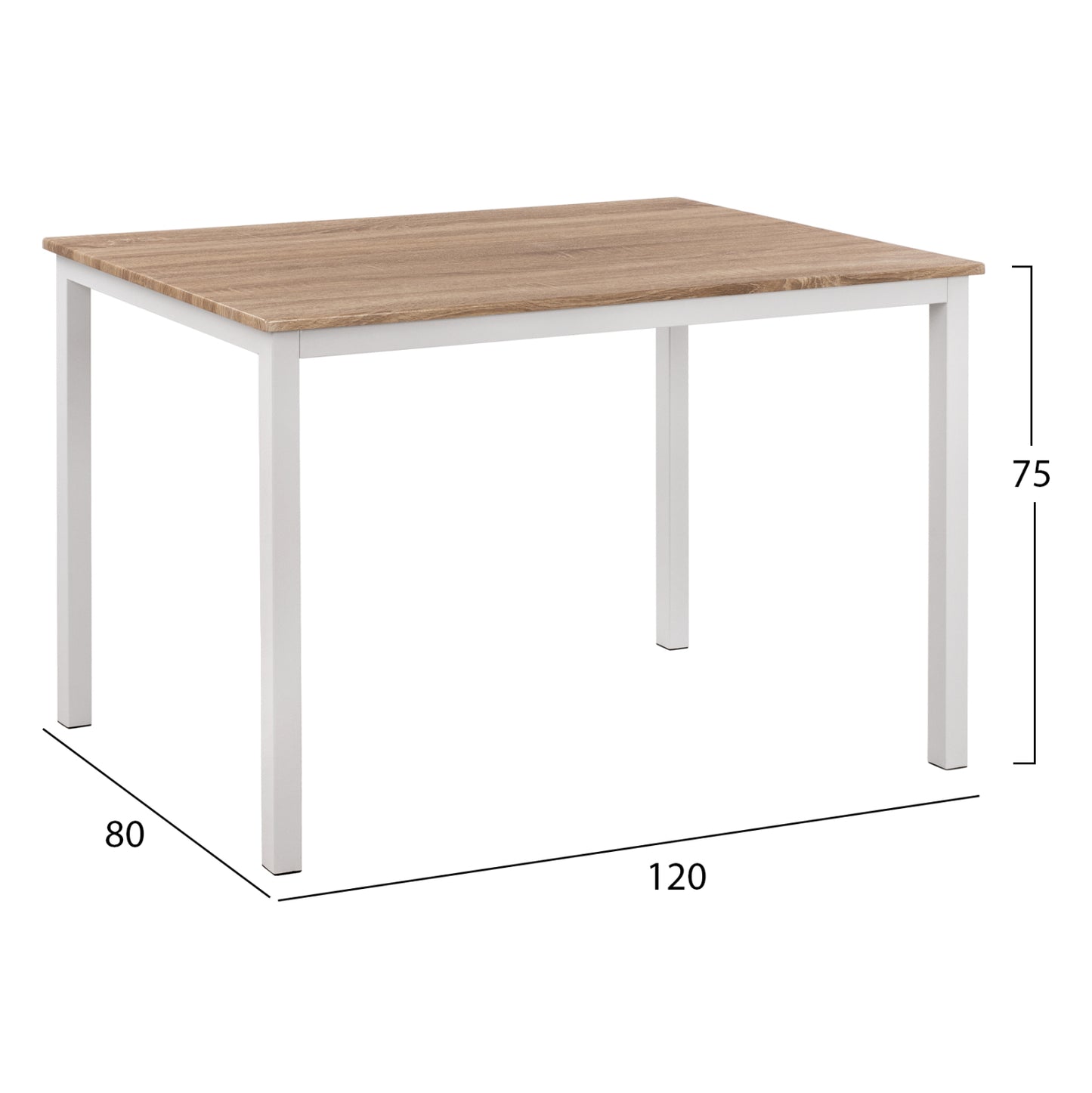 DINING TABLE GOOSE MDF SONAMA WHITE METAL 120x80x75