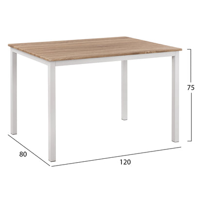 DINING TABLE GOOSE MDF SONAMA WHITE METAL 120x80x75