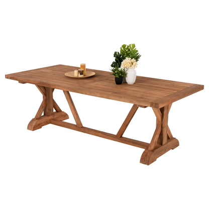 KRONOS DINING TABLE RECYCLED TEAK WOOD CROSS LEGS NATURAL 200x90x75