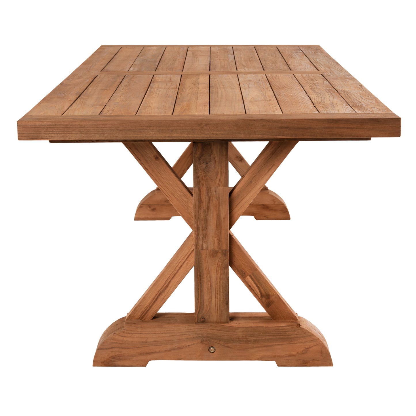 KRONOS DINING TABLE RECYCLED TEAK WOOD CROSS LEGS NATURAL 200x90x75