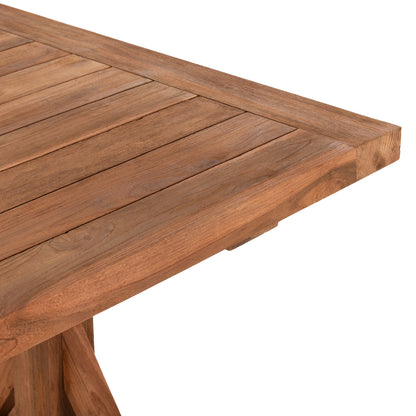 KRONOS DINING TABLE RECYCLED TEAK WOOD CROSS LEGS NATURAL 200x90x75