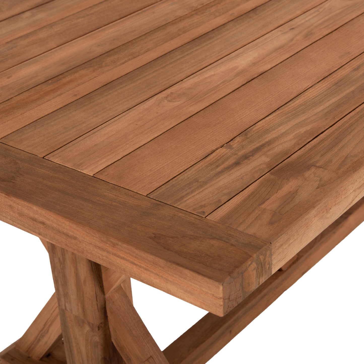 KRONOS DINING TABLE RECYCLED TEAK WOOD CROSS LEGS NATURAL 200x90x75