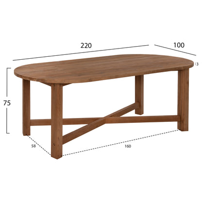 DINING TABLE KUTAI SOLID RECYCLED TEAK WOOD NATURAL 220x100x75
