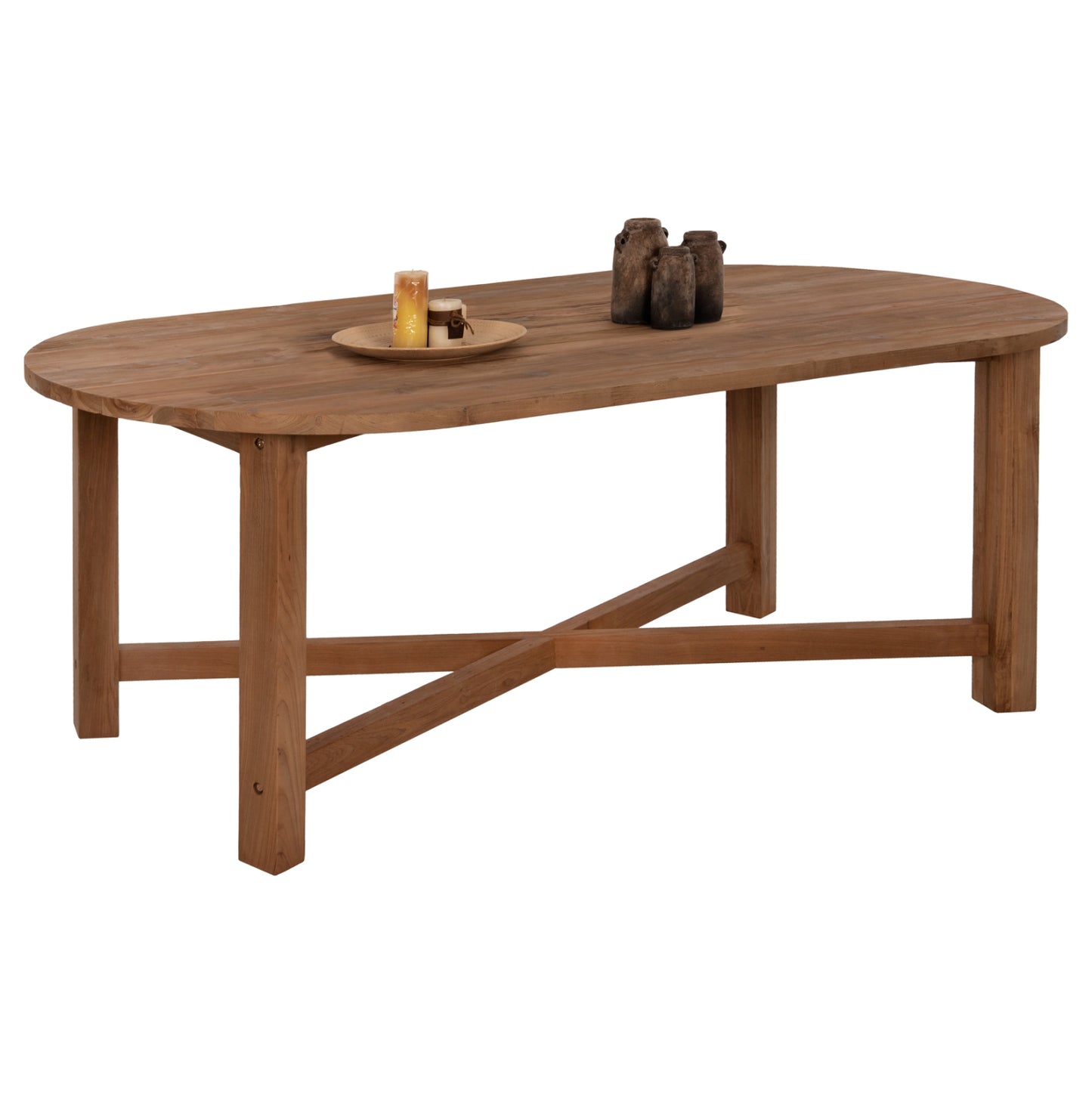 DINING TABLE KUTAI SOLID RECYCLED TEAK WOOD NATURAL 200x90x75