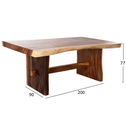 DINING TABLE ULYSES SOLID SUAR WOOD IN NATURAL THICKNESS 9cm 200x90x77