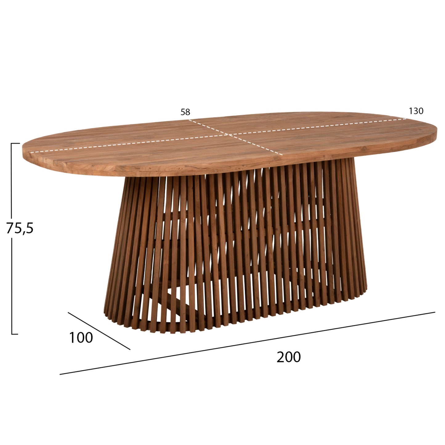 DINING TABLE REMIK RECYCLED TEAK IN NATURAL 200x100x75.5