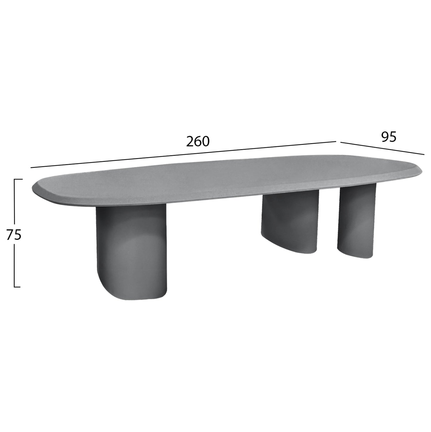 ΤΡΑΠΕΖΙ ΤΡΑΠΕΖΑΡΙΑΣ FIBER CEMENT ΟΒΑΛ GLEN ΓΚΡΙ 260x95x75