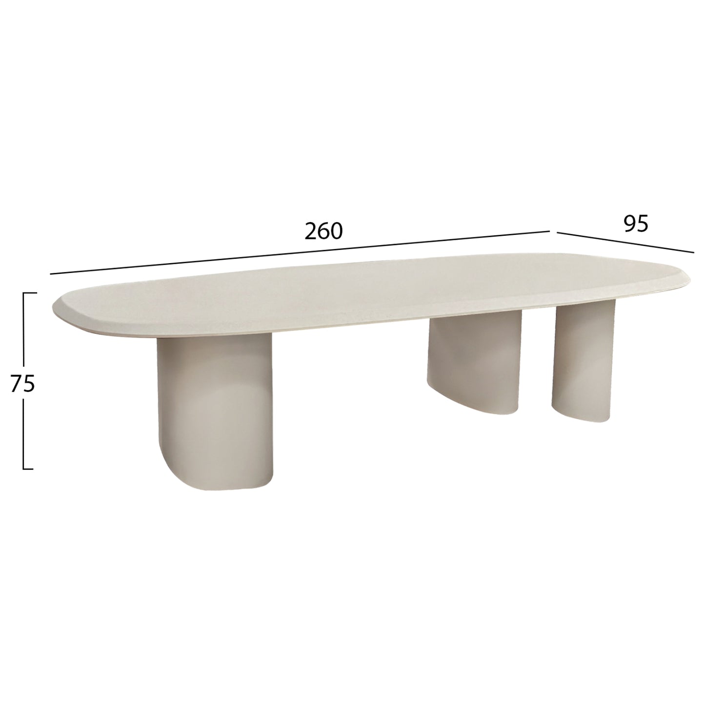 ΤΡΑΠΕΖΙ ΤΡΑΠΕΖΑΡΙΑΣ FIBER CEMENT ΟΒΑΛ GLEN ΜΠΕΖ 260x95x75