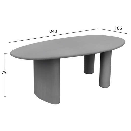 ΤΡΑΠΕΖΙ ΤΡΑΠΕΖΑΡΙΑΣ FIBER CEMENT ΟΒΑΛ VOLPE ΓΚΡΙ 240x100x75