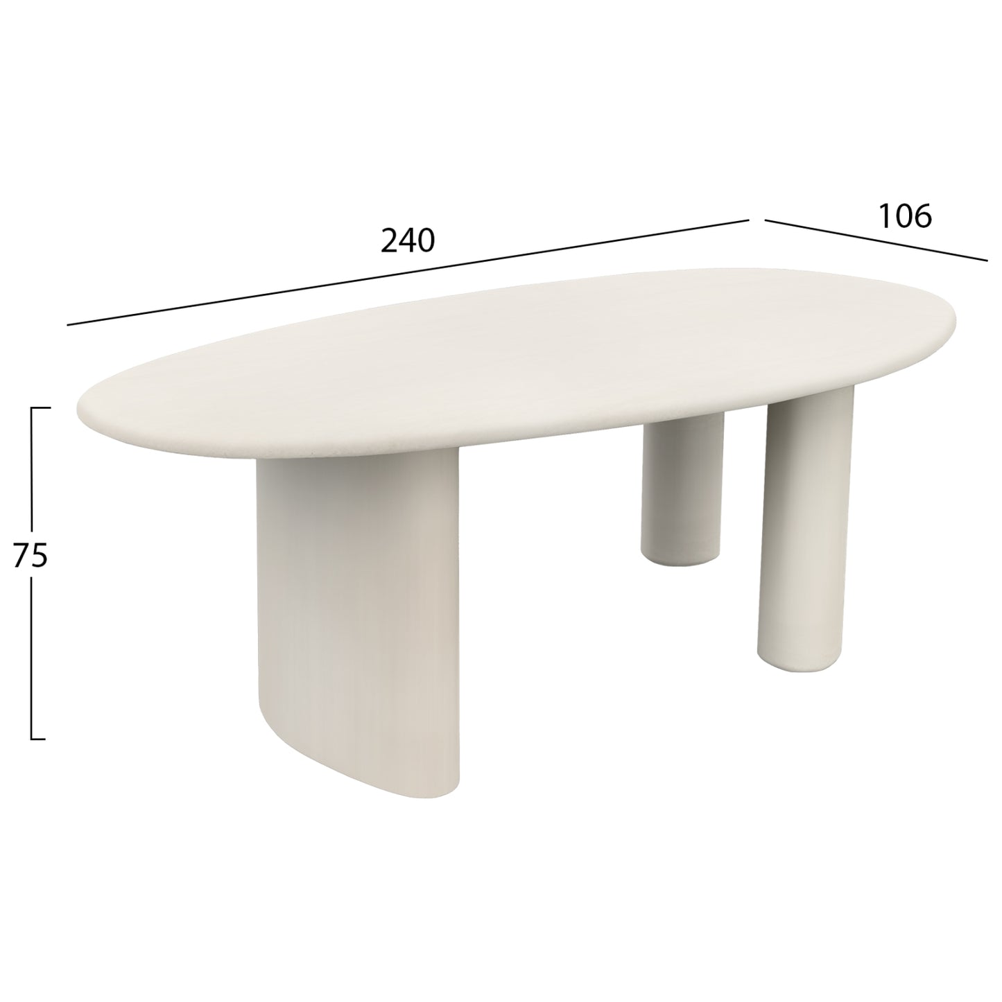 ΤΡΑΠΕΖΙ ΤΡΑΠΕΖΑΡΙΑΣ FIBER CEMENT ΟΒΑΛ VOLPE ΜΠΕΖ 240x100x75