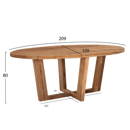 CARIB DINING TABLE OVAL MADE OF RECYCLED TEAK WOOD 209x109x80