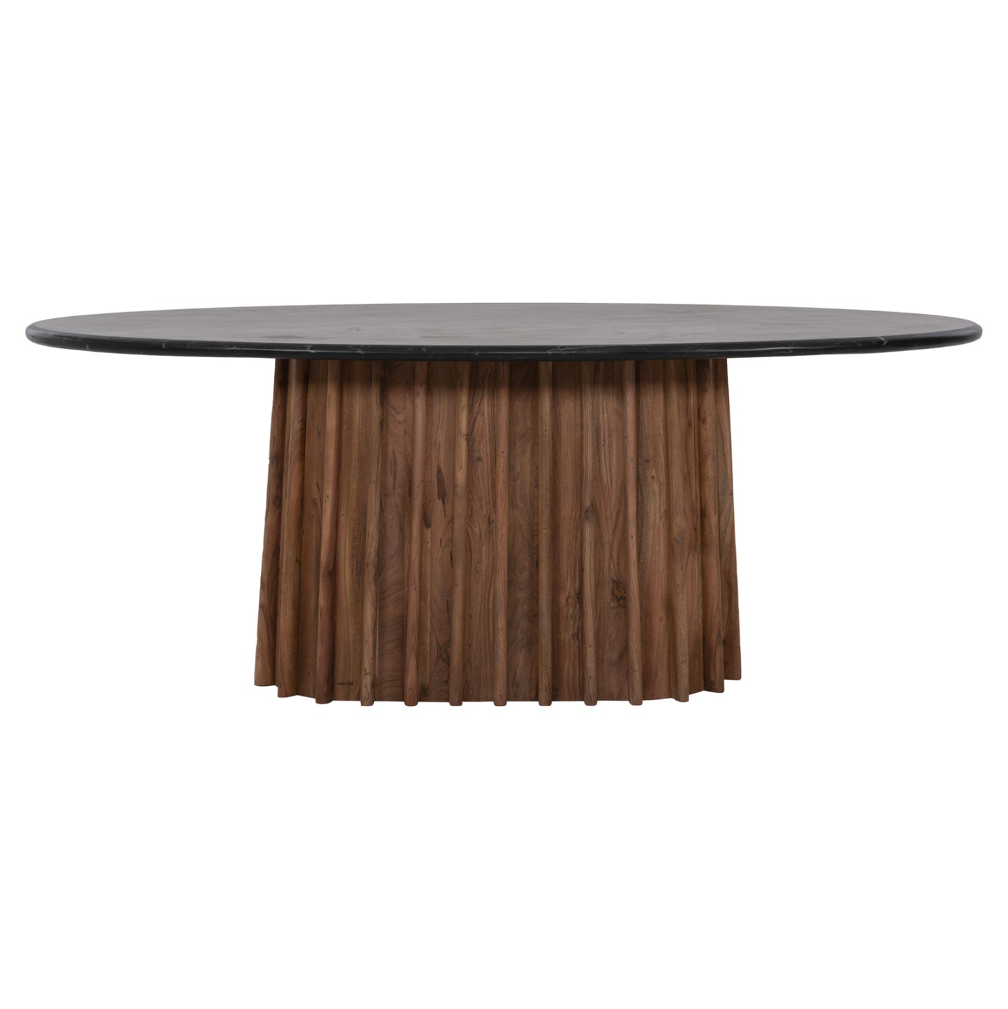 DINING TABLE OVAL DRAXX SOLID ACACIA BLACK MARBLE 200x100x76