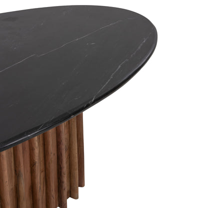 DINING TABLE OVAL DRAXX SOLID ACACIA BLACK MARBLE 200x100x76