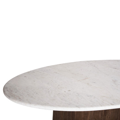 DINING TABLE OVAL PURGER SOLID MANGO WHITE MARBLE 180x89x76