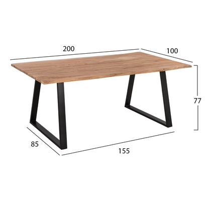 SOFIA SLIM DINING TABLE SOLID ACACIA WOOD 200x100x77
