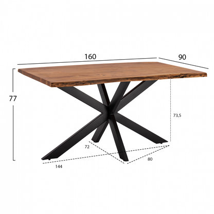 DINING TABLE MONTANA SUPERIOR SOLID ACACIA 160x90x77