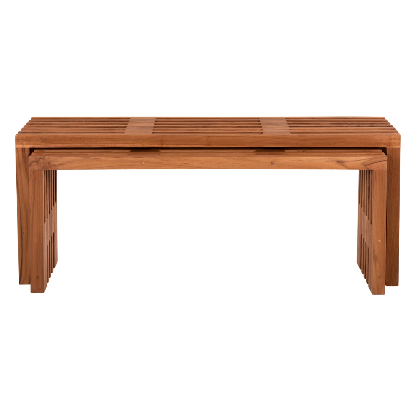 LIVING ROOM TABLES SET OF 2 NYA SOLID TEAK WOOD IN NATURAL 110x30x46