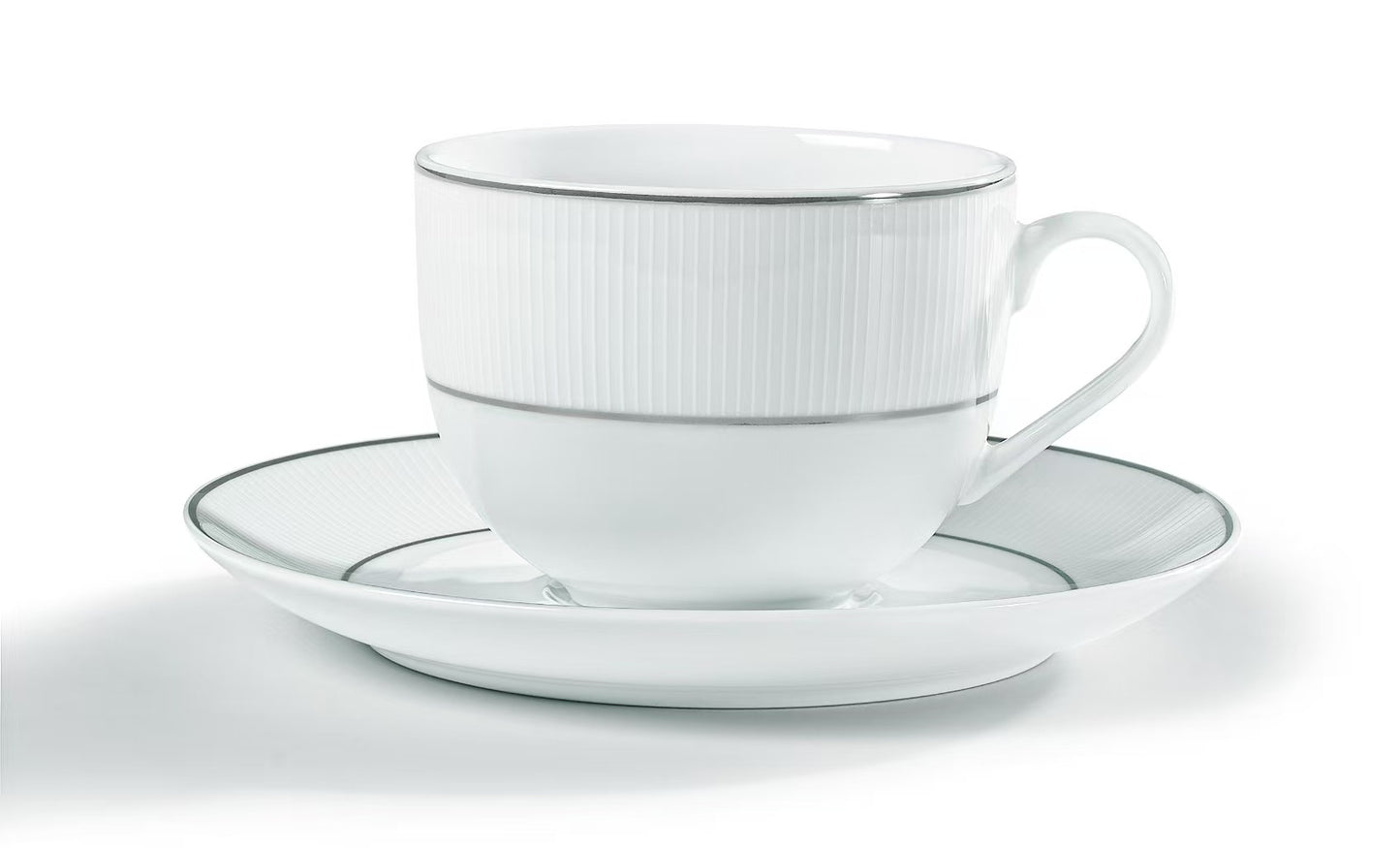 Σετ Φλιτζάνια Τσαγιού από Πορσελάνη Λευκή με Ασημί Πλατίνα 6 Τμχ 220cc