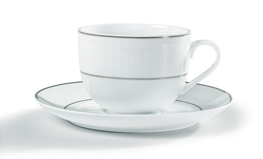 Σετ Φλιτζάνια Τσαγιού από Πορσελάνη Λευκή με Ασημί Πλατίνα 6 Τμχ 220cc