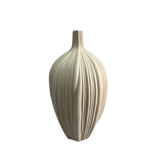 Διακοσμητικό Μπεζ Κεραμικό Βάζο Φούσκα 15x15x31