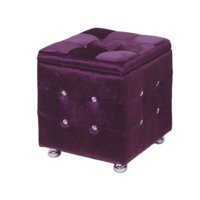 Σκαμπό Μπαούλο με Βελούδινη Επένδυση Μωβ 40x40x45