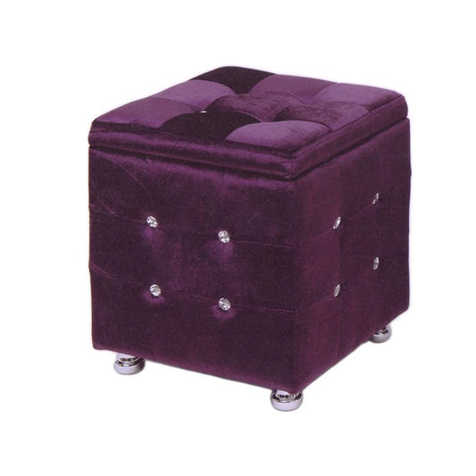 Σκαμπό Μπαούλο με Βελούδινη Επένδυση Μωβ 40x40x45