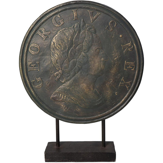 Διακοσμητικό Ρωμαϊκό Νόμισμα Καφέ Polyresin 28x7x36