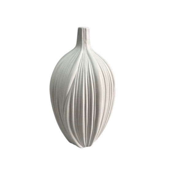 Διακοσμητικό Λευκό Κεραμικό Βάζο Φούσκα 15x15x31