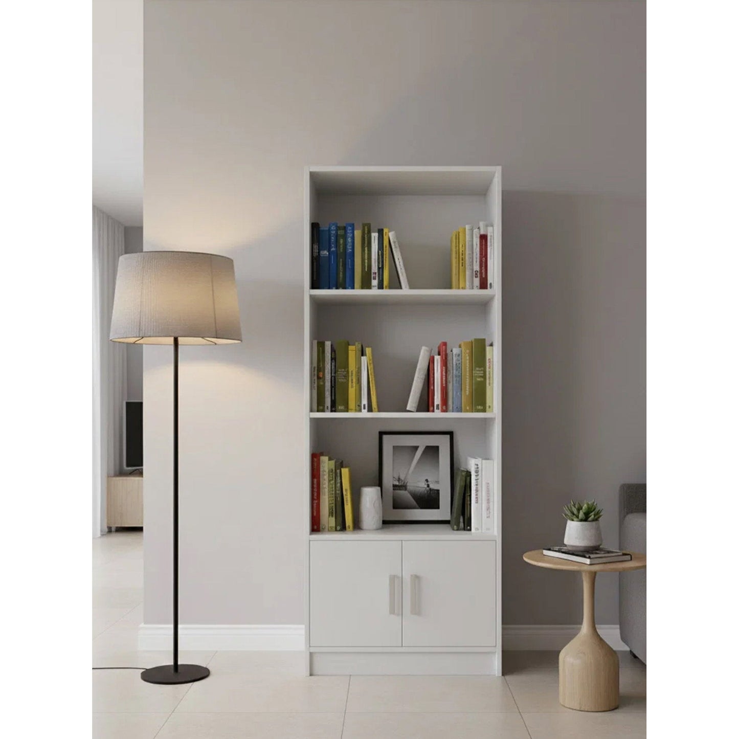 Βιβλιοθήκη Eliot 3S 2D Λευκό 60x30x180