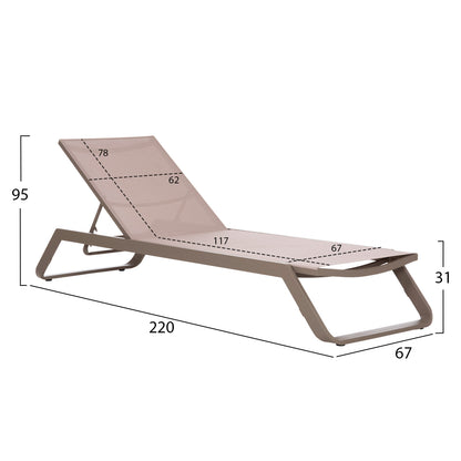 ΞΑΠΛΩΣΤΡΑ ΑΛΟΥΜΙΝΙΟΥ MARIMAR ΣΚΕΛΕΤΟΣ TAUPE & TEXTILENE ΜΠΕΖ 220x67.5x31.5