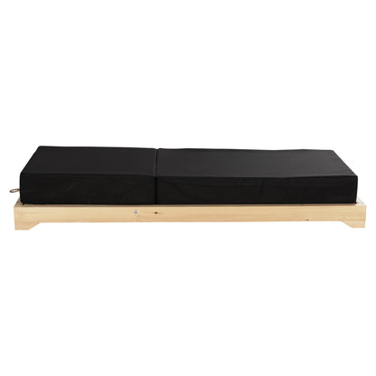 SUNBED IKARIA WITH PINE LEG IN NATURAL BLACK 20cm TEXTILE CUSHION