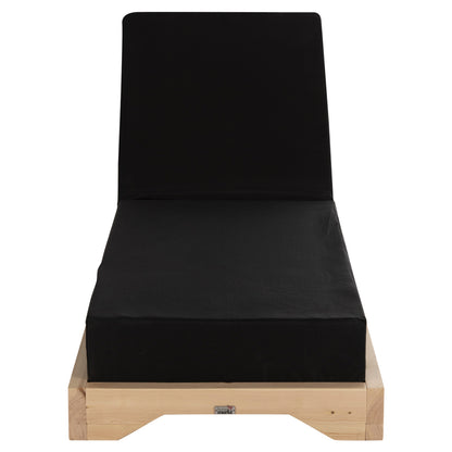 SUNBED IKARIA WITH PINE LEG IN NATURAL BLACK 20cm TEXTILE CUSHION