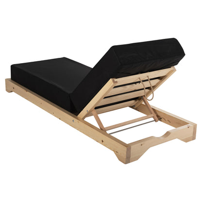 SUNBED IKARIA WITH PINE LEG IN NATURAL BLACK 20cm TEXTILE CUSHION