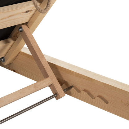 SUNBED IKARIA WITH PINE LEG IN NATURAL BLACK 20cm TEXTILE CUSHION