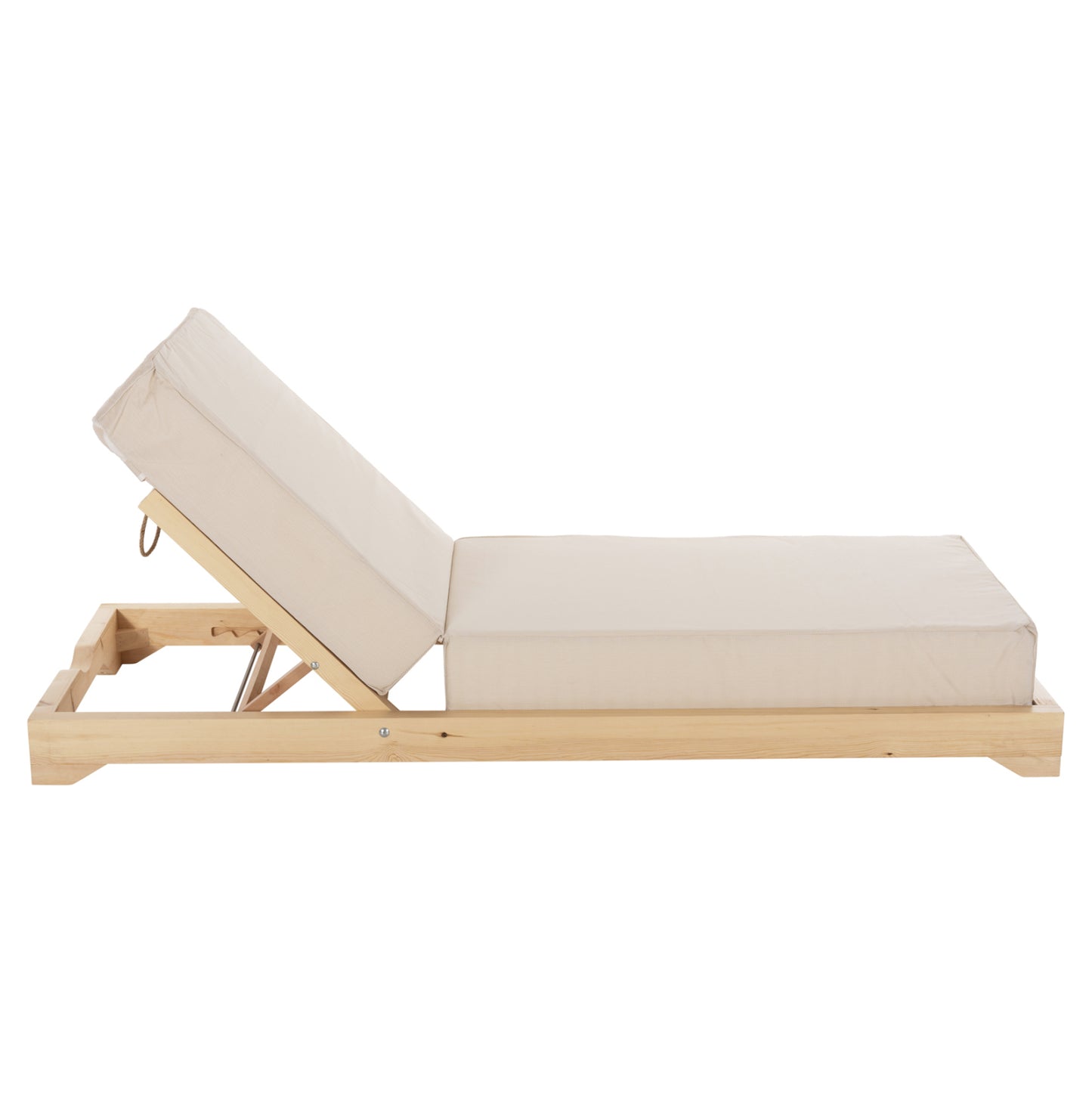 IKARIA SUNBED WITH PINE LEG IN NATURAL BEIGE TEXTILENE 20cm CUSHION