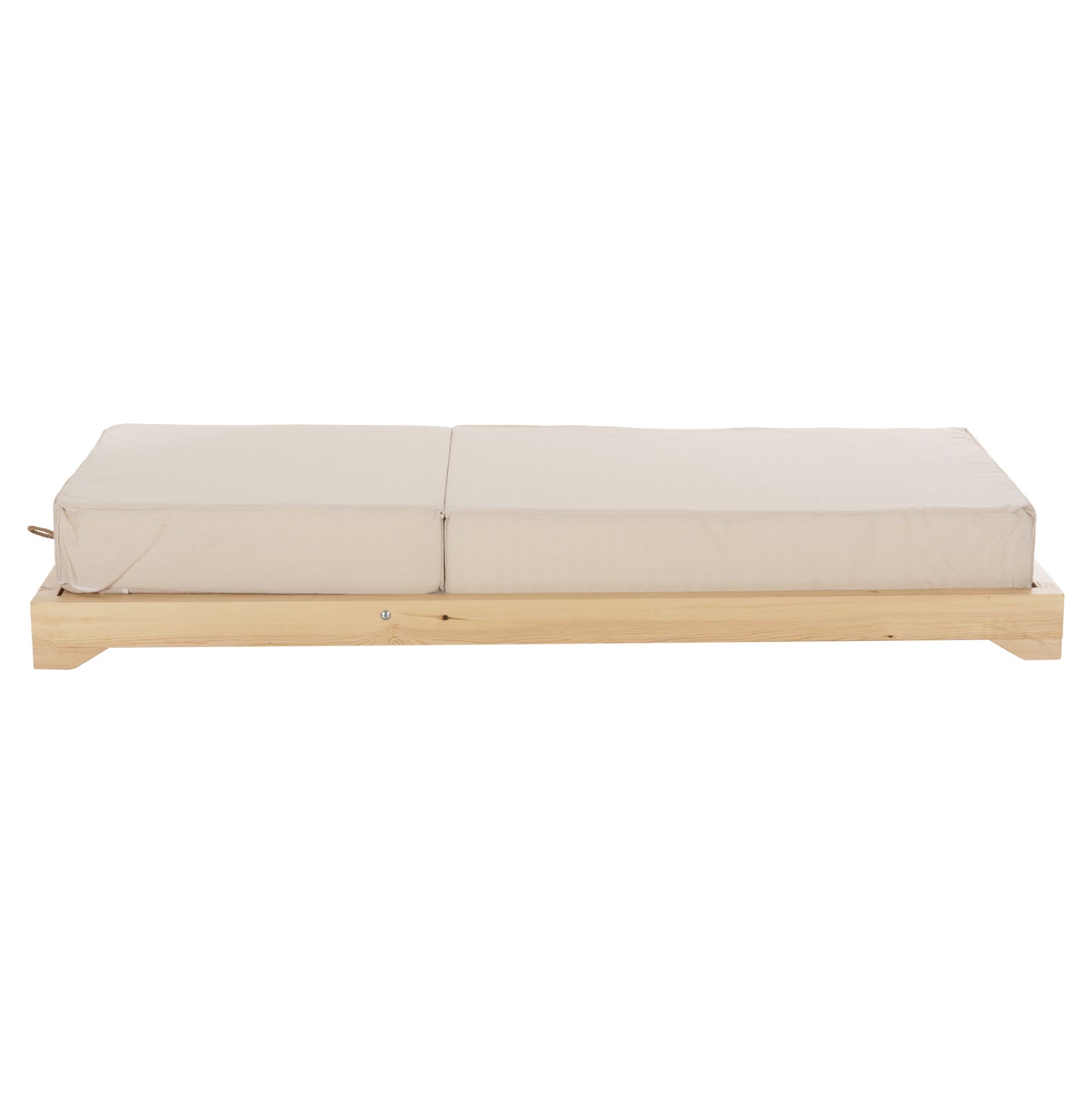 IKARIA SUNBED WITH PINE LEG IN NATURAL BEIGE TEXTILENE 20cm CUSHION