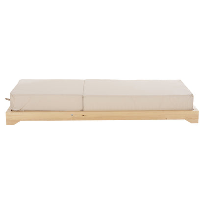 IKARIA SUNBED WITH PINE LEG IN NATURAL BEIGE TEXTILENE 20cm CUSHION