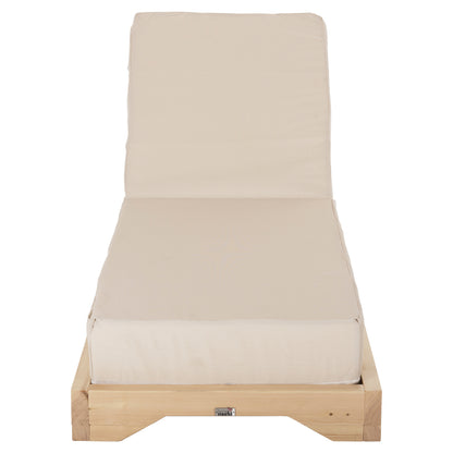 IKARIA SUNBED WITH PINE LEG IN NATURAL BEIGE TEXTILENE 20cm CUSHION